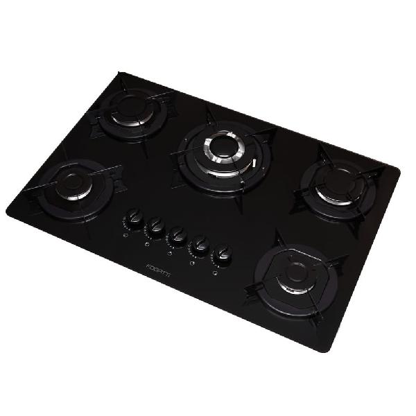 Cooktop 5 Bocas Tripla Chama - Mesa Em Vidro - Preto -