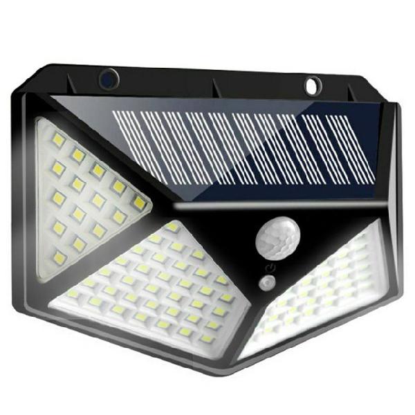 Luminária solar parede 100 led 20w sensor presença com 3