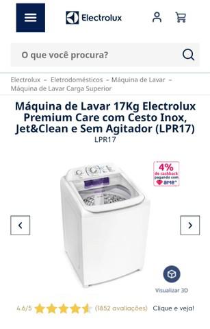 Máquina lavar roupas 17 kg electrolux