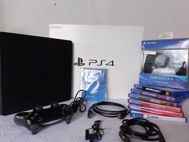 Playstation 4 slim 1tb 2 controles 6 jogos mídia digital.