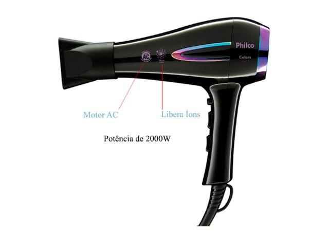 Secador de cabelo motor ac, 02 velocidades e 03