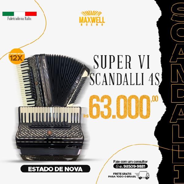 Acordeon sanfona scandalli super VI 4s