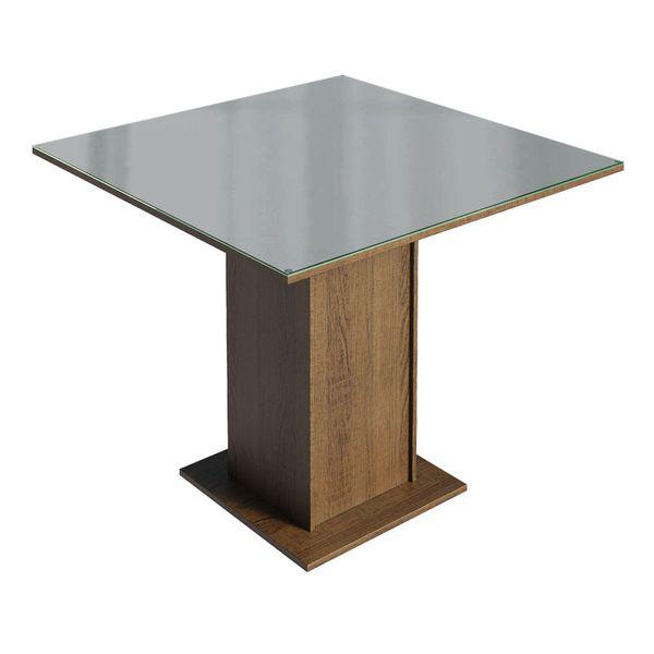 Mesa de jantar quadrada tampo de vidro madesa 5363