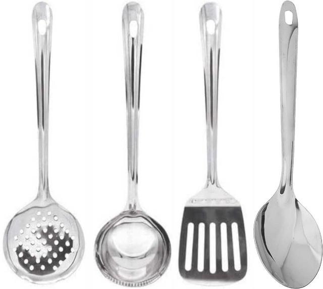 Kit utensílios de cozinha 4 peças escumadeira espátula