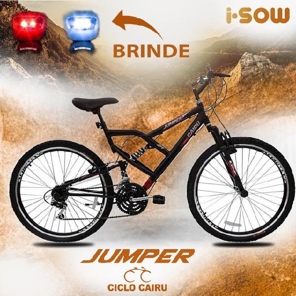 Bike De Alumínio Aro 26 Jumper Suspensão Preto Fosco