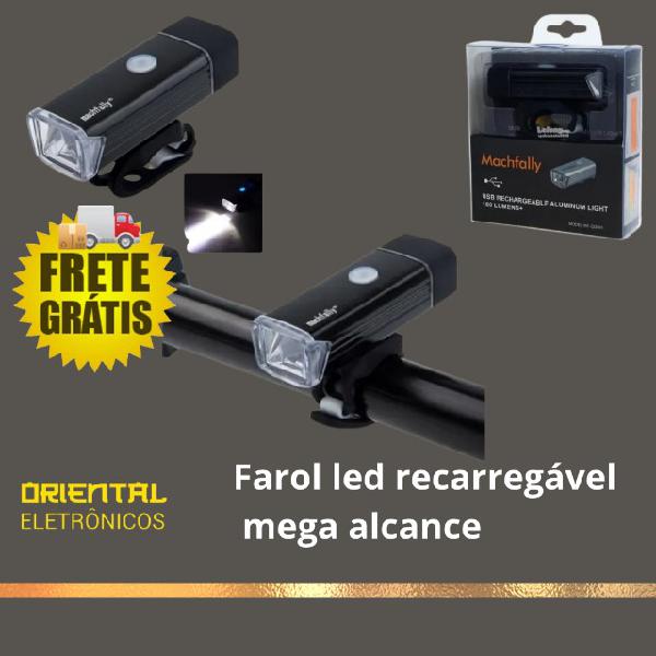 Farol lanterna sinalizador para bike led recarregavel usb