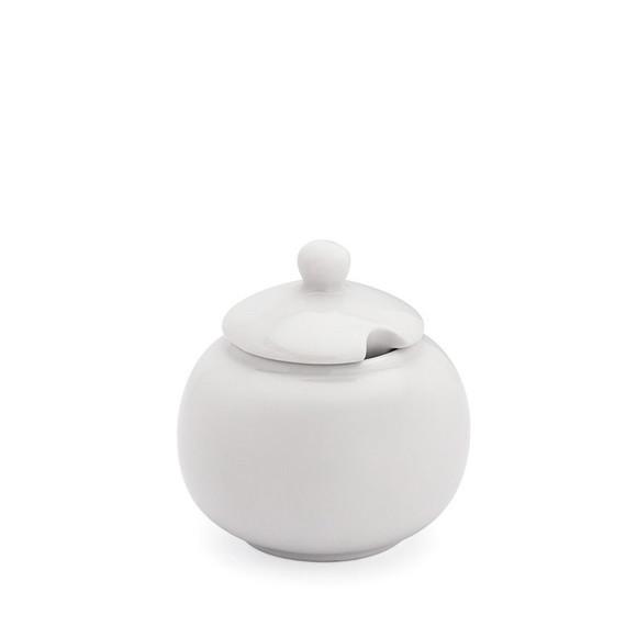 Açucareiro de porcelana com tampa porta açúcar redondo