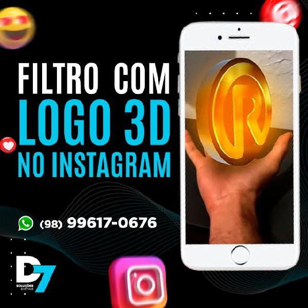 Filtro personalizado do seu logotipo em 3d para o instagram