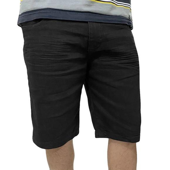 Bermuda jeans cor preto elastano masculina c/ bolso 36 ao 46