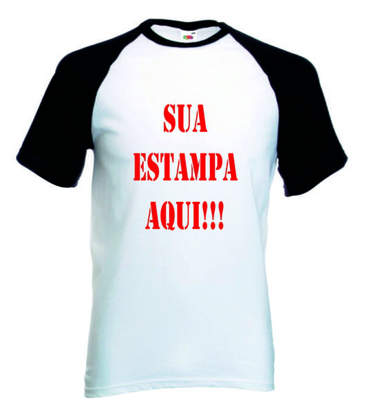 Camiseta Raglan Manga Curta Personalizada Sua estampa no