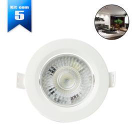 Kit 5 spot super led redondo 5w lâmpada 3000k branco