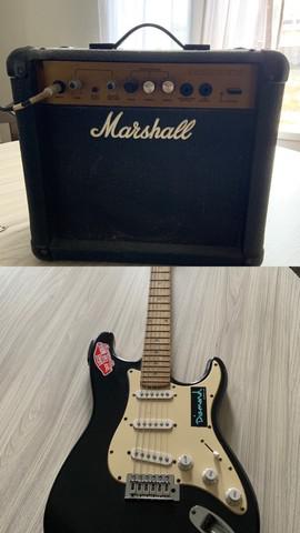 Guitarra stratocaster mais amplificador marshall