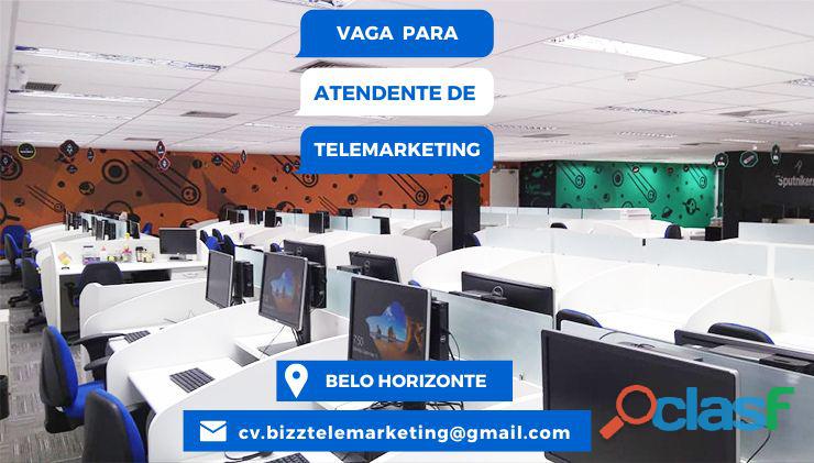 Vaga para operador de telemarketing receptivo bh (vaga para atendente de telemarketing bh)