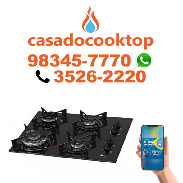 Cooktop fischer 4 bocas tripla chama fit line gás mesa