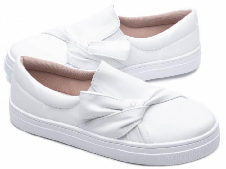 Tênis slip on feminino napa branco torricella modelo 5000