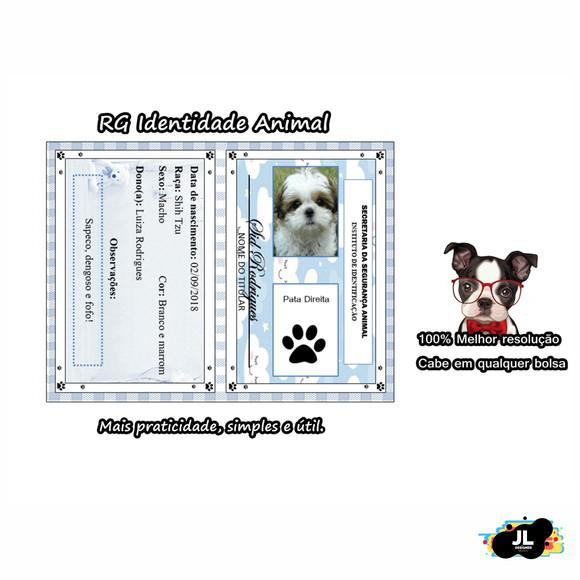 Rg identidade cães pet animal - personalizada no elo7 | jl