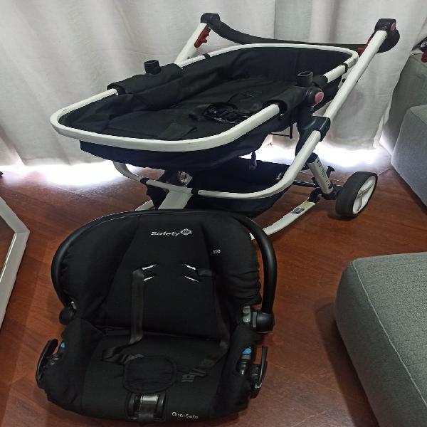 Carrinho de bebê 3 rodas travel system safety mobi ts black