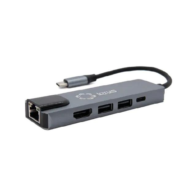 Adaptador usb c hub 5 em 1 tipo c para hdmi usb3.0 rj45 lan