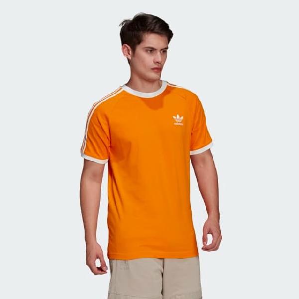 Camiseta adidas 3 stripes (3 listras) laranja