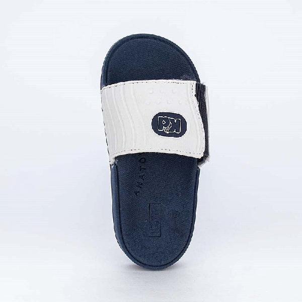 Chinelo Slide Infantil Masculino Navy Branco e Marinho Kidy