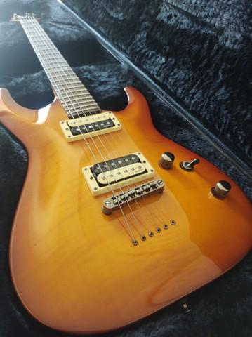 Guitarra esp ltd h-101fm ltd, corpo em basswood, tampo em