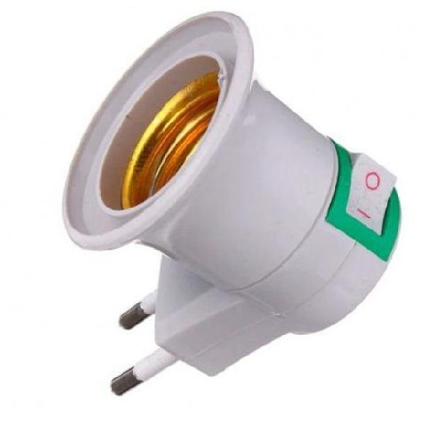 Adaptador tomada soquete e27 p/lampada bivolt chave liga