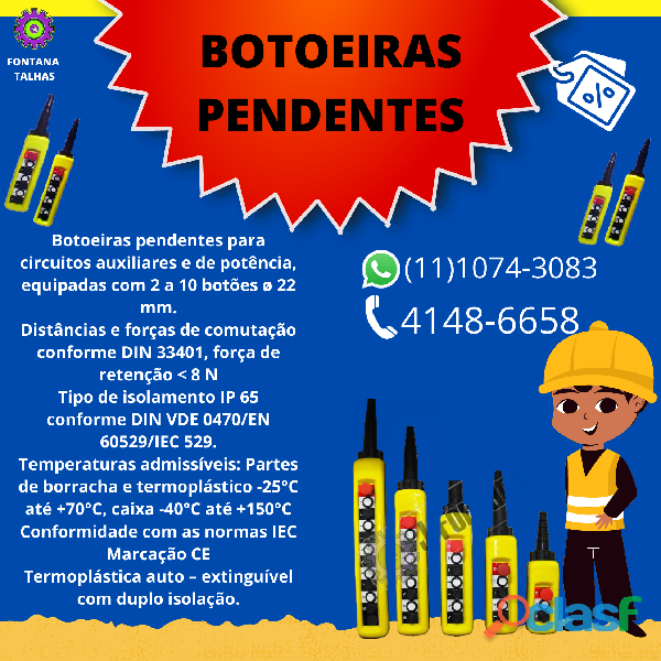 Botoeiras pendentes ip65......