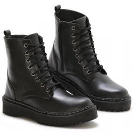 Bota coturno plataforma feminino preto fosco