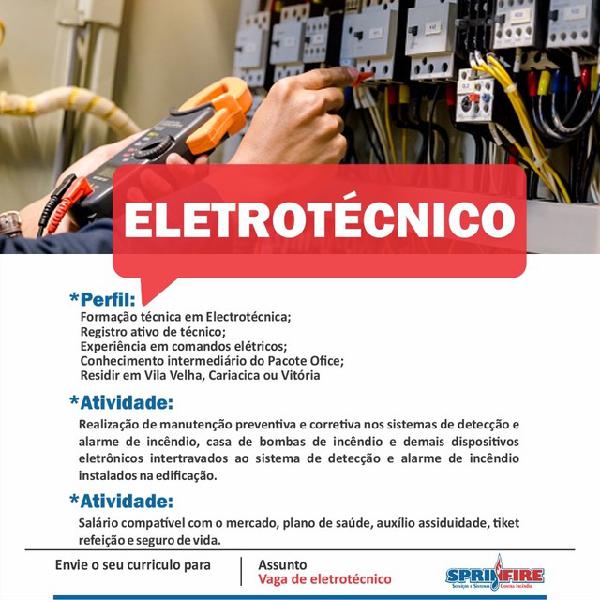 Vaga de Técnico em Eletrotécnica