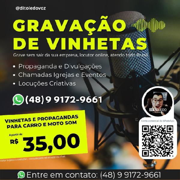 Vinhetas para carro de som, locutor, locução, offs