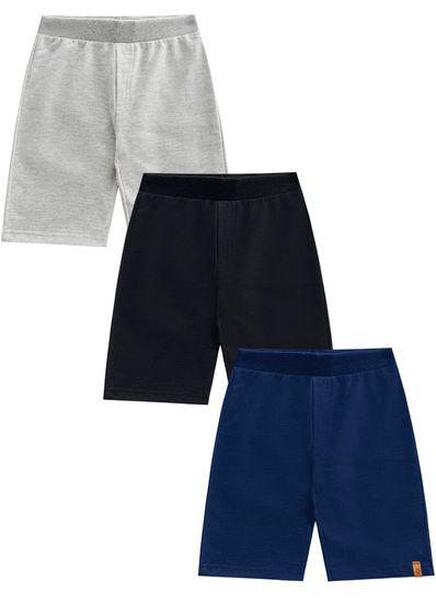 Kit infantil menino de bermudas básicas em moletinho