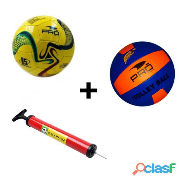 KIT Bola De Futebol+ Bola de Vôlei Praia/Quadra + Bomba