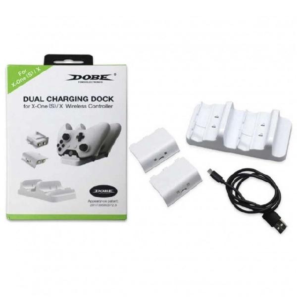 Base dock carregador controle xbox one s + 2 baterias 300mah