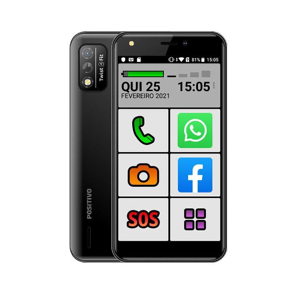 Celular do idoso teclas grandes 32gb sos positivo preto