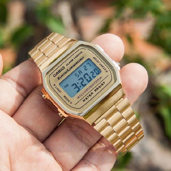 Relógio casio vintage dourado unissex