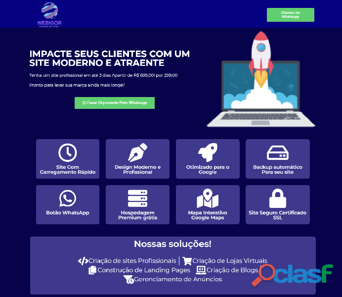 Criação de site Profissional por 299   Criar Site barato