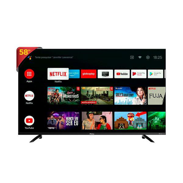 Smart TV 58/" 4K Philco PTV58G10AG11SK, Wi-Fi, Android TV,