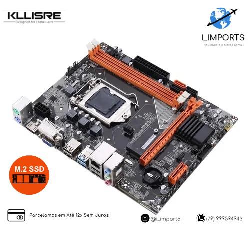 Placa Mãe 1155 Kllisre B75 USB 3.0 / Nvme M2 /Sata 3.0