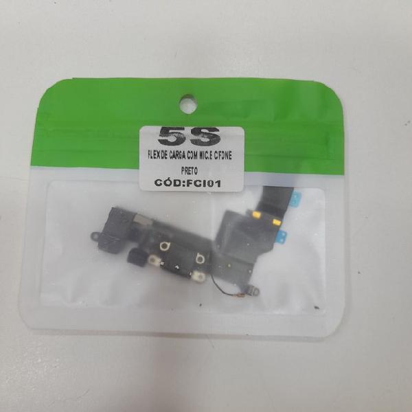 Conector flex de carga iphone 5s preto novo