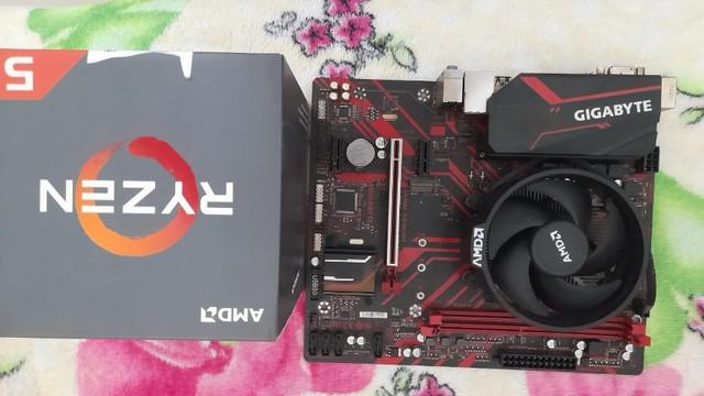 Kit placa mãe gigabyte b450m+ryzen processador + amd ryzen