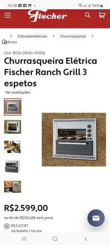 Churrasqueira Elétrica Fischer Ranch Grill 3 espetos