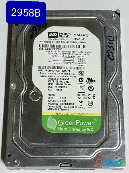 Placa hd 500 gb wd5000avcs 632dy1   cod. 2958b