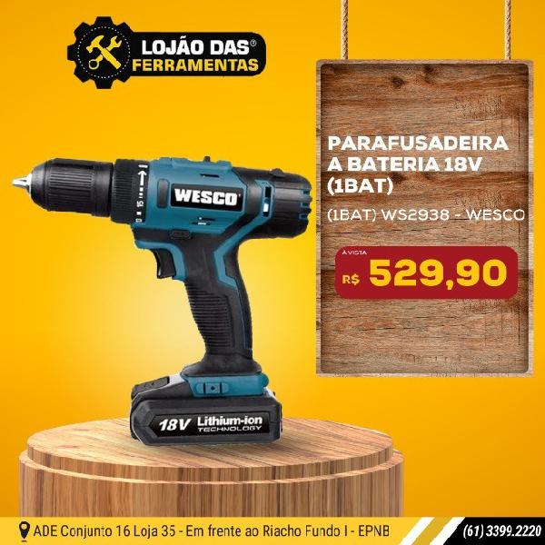 Furadeira Parafusadeira 18v (1) bateria Ws2938 - Wesco