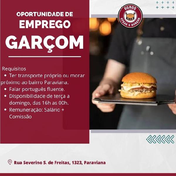 Vaga para Garçom ou Garçonete