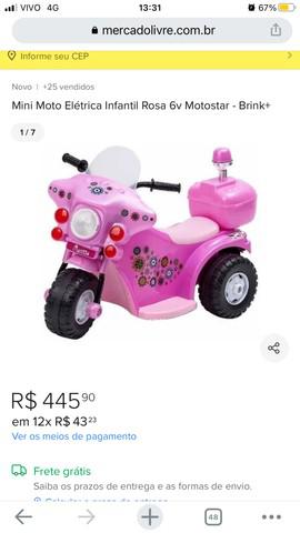 Mini moto elétrica infantil 2 meses apenas de uso bem