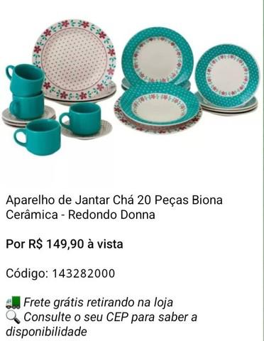 Aparelho de Jantar Chá 20 Peças Biona Cerâmica Frete