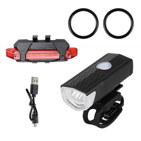 Kit bike farol dianteiro + farol sinalizador traseiro para