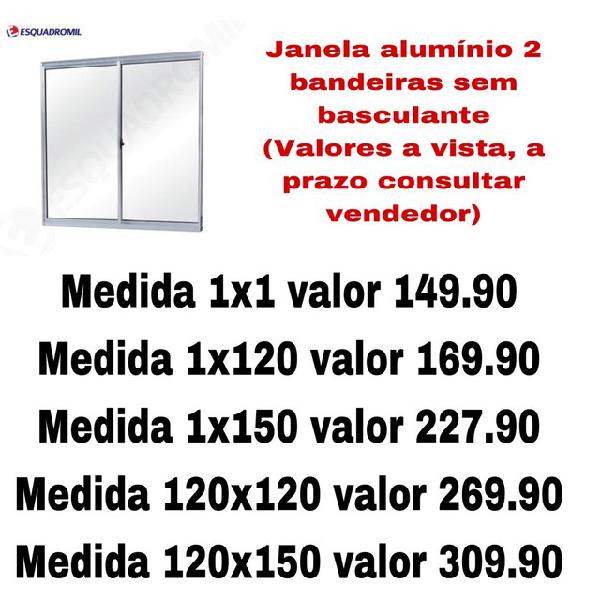 Janela alumínio 2 folhas sem basculante promoção