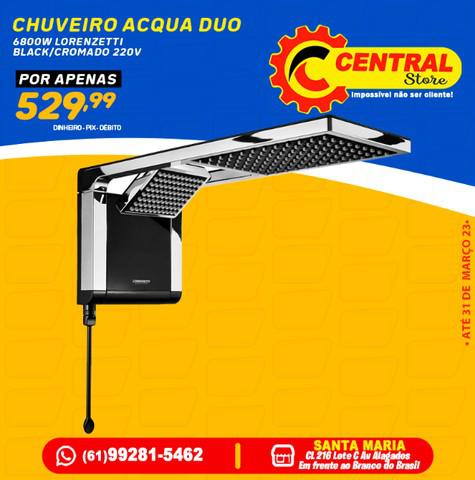 Chuveiro acqua duo 6800w lorenzetti black cromado 220v