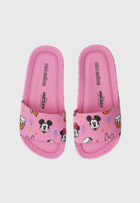 Chinelo Slide Infantil Mini Melissa Beach Slide Mickey Rosa